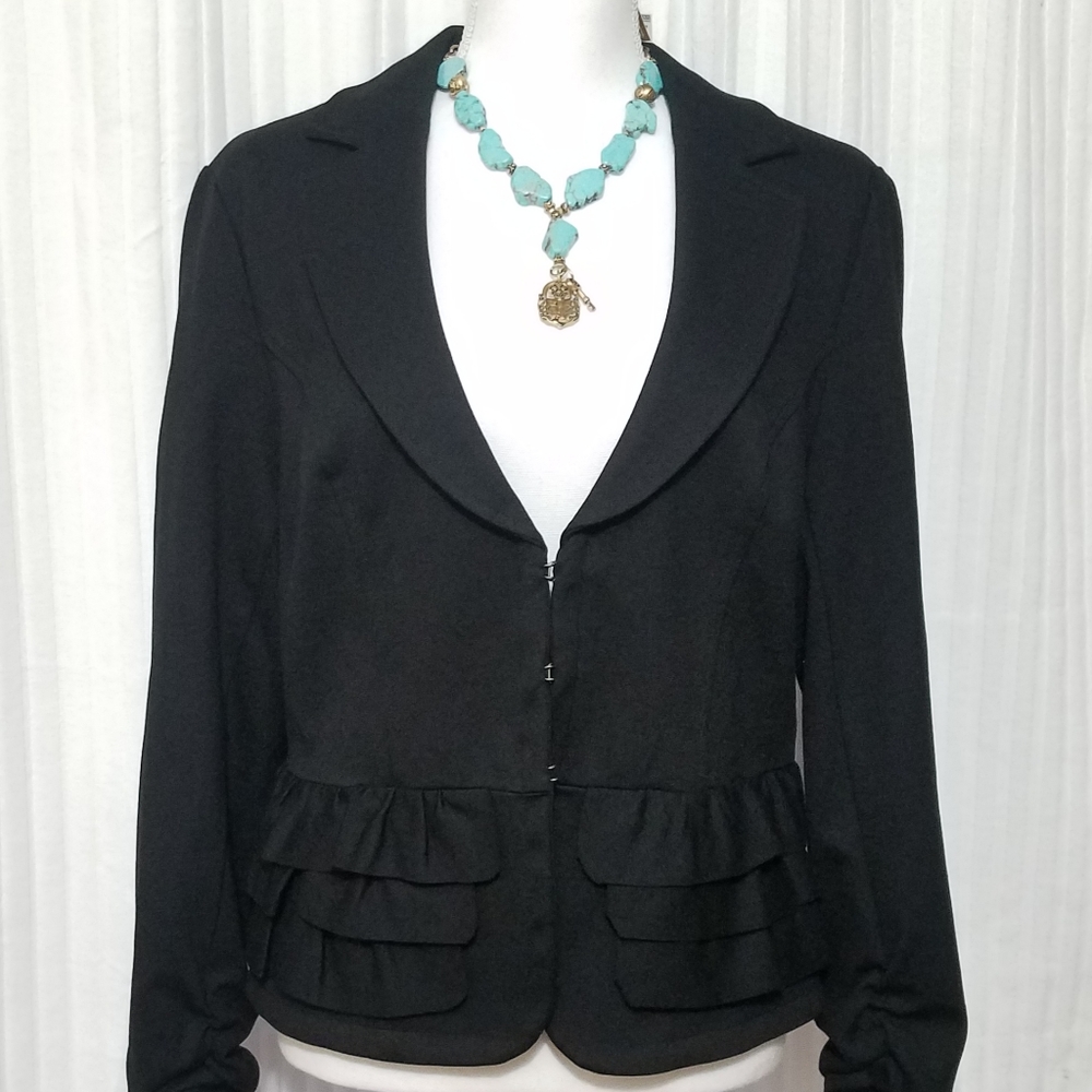 🎋I.N.C. Ruffled Hemline Ruched Sleeve Blazer - Picture 7 of 7